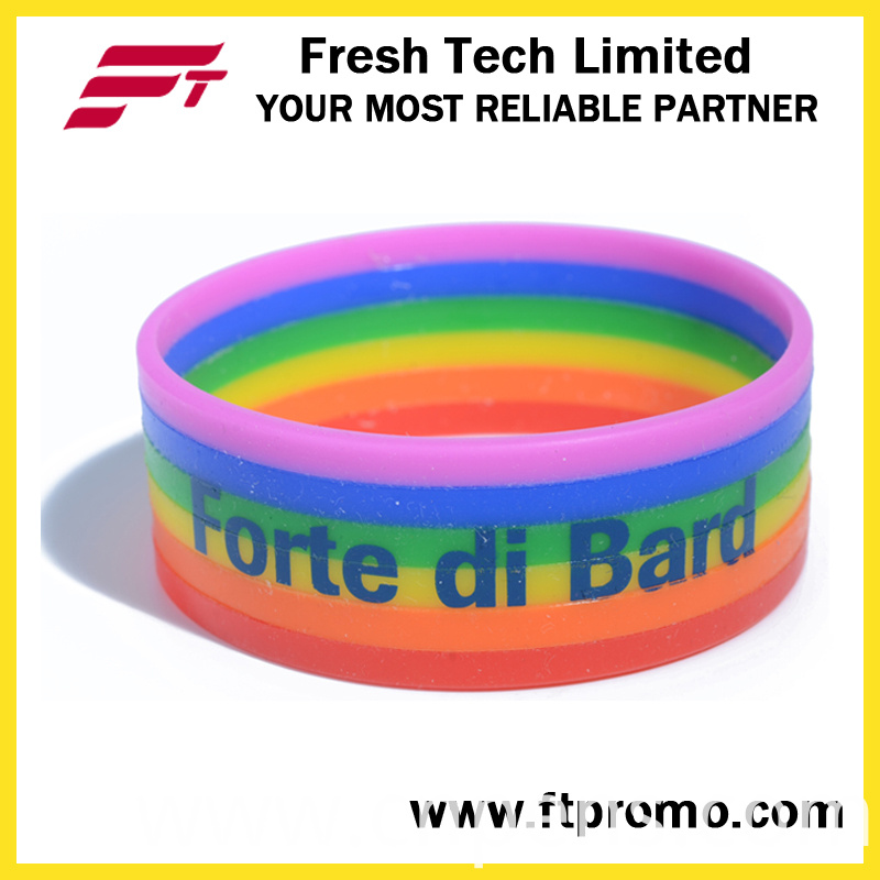 2016 Hot Selling Rainbow Silicone Wristband with OEM
